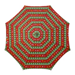 Christmas Papers Red And Green Golf Umbrellas by Ndabl3x