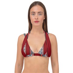 Background Damask Red Black Double Strap Halter Bikini Top by Ndabl3x