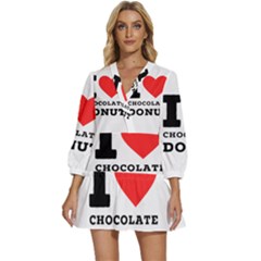 I Love Chocolate Donut V-neck Placket Mini Dress by ilovewhateva