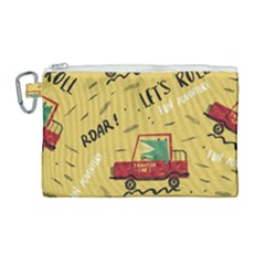 Childish-seamless-pattern-with-dino-driver Canvas Cosmetic Bag (large) by Vaneshart