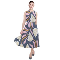 Flowers Pattern Floral Pattern Round Neck Boho Dress by Vaneshop