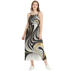 Pattern Gold Marble Boho Sleeveless Summer Dress by Vaneshop