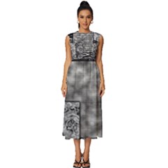 Background Pattern Geometric Design Sleeveless Round Neck Midi Dress by Vaneshop