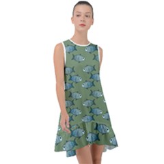 Fishes Pattern Background Theme Frill Swing Dress by Vaneshop