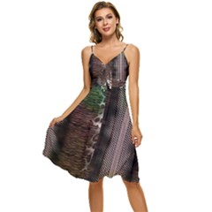 Leopard Animal Shawl Honeycomb Sleeveless Tie Front Chiffon Dress by Vaneshop
