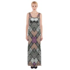 Mandala Decoration Floral Flower Thigh Split Maxi Dress by Vaneshop