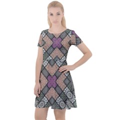 Mandala Decoration Floral Flower Cap Sleeve Velour Dress  by Vaneshop