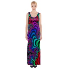 Abstract Piece Color Thigh Split Maxi Dress by Vaneshop