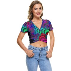 Abstract Piece Color Short Sleeve Foldover Tee by Vaneshop