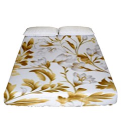 Flowers Gold Floral Fitted Sheet (king Size) by Vaneshop