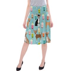 Chihuahua Bubble Kawaii Boba Tea Cute Dog Midi Beach Skirt by Wav3s