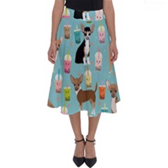 Chihuahua Bubble Kawaii Boba Tea Cute Dog Perfect Length Midi Skirt by Wav3s