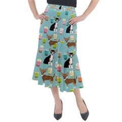 Chihuahua Bubble Kawaii Boba Tea Cute Dog Midi Mermaid Skirt by Wav3s