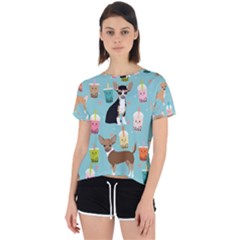 Chihuahua Bubble Kawaii Boba Tea Cute Dog Open Back Sport Tee by Wav3s