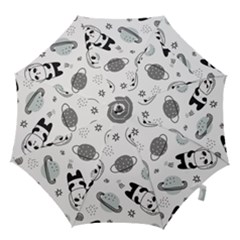 Panda Floating In Space And Star Hook Handle Umbrellas (medium) by Wav3s
