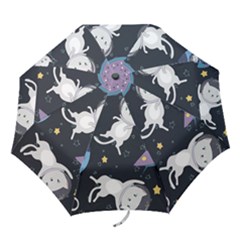 Space Cat Illustration Pattern Astronaut Folding Umbrellas by Wav3s