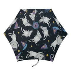 Space Cat Illustration Pattern Astronaut Mini Folding Umbrellas by Wav3s