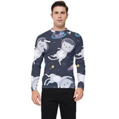 Space Cat Illustration Pattern Astronaut Men s Long Sleeve Rash Guard by Wav3s
