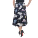 Space Cat Illustration Pattern Astronaut Midi Mermaid Skirt View2