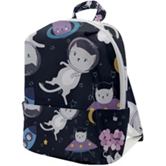 Space Cat Illustration Pattern Astronaut Zip Up Backpack by Wav3s