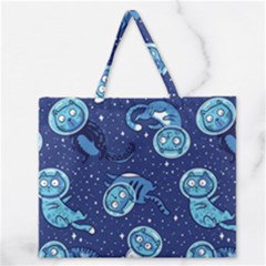 Cat Spacesuit Space Suit Astronaut Pattern Zipper Large Tote Bag by Wav3s
