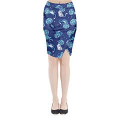 Cat Spacesuit Space Suit Astronaut Pattern Midi Wrap Pencil Skirt by Wav3s