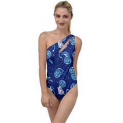 Cat Spacesuit Space Suit Astronaut Pattern To One Side Swimsuit by Wav3s