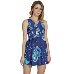 Cat Spacesuit Space Suit Astronaut Pattern Sleeveless High Waist Mini Dress by Wav3s