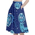 Cat Spacesuit Space Suit Astronaut Pattern A-Line Full Circle Midi Skirt With Pocket View2