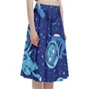 Cat Spacesuit Space Suit Astronaut Pattern A-Line Full Circle Midi Skirt With Pocket View3