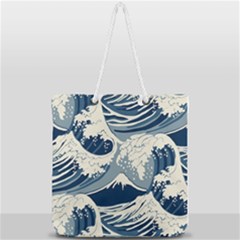 Japanese Wave Pattern Full Print Rope Handle Tote (large) by Wav3s
