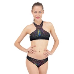 Peacock Feathers High Neck Bikini Set by Wav3s