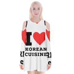 I Love Korean Cuisine Velvet Long Sleeve Shoulder Cutout Dress by ilovewhateva