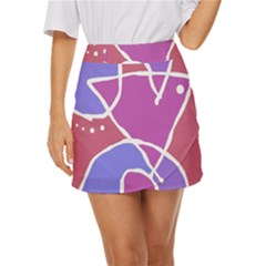 Mazipoodles In The Frame  - Pink Purple Mini Front Wrap Skirt by Mazipoodles