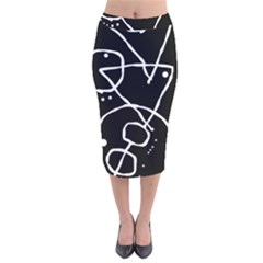 Mazipoodles In The Frame - Black White Velvet Midi Pencil Skirt by Mazipoodles