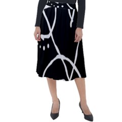Mazipoodles In The Frame - Black White Classic Velour Midi Skirt  by Mazipoodles