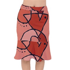 Mazipoodles In The Frame - Reds Short Mermaid Skirt by Mazipoodles