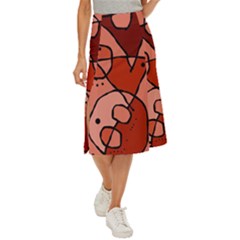 Mazipoodles In The Frame - Reds Midi Panel Skirt by Mazipoodles