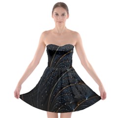 Abstract Dark Shine Structure Fractal Golden Strapless Bra Top Dress by Vaneshop