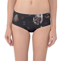 Vintage Tattoos Nautical Mid-waist Bikini Bottoms by Vaneshop