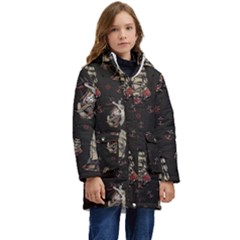 Vintage Tattoos Nautical Kids  Hooded Longline Puffer Jacket by Vaneshop
