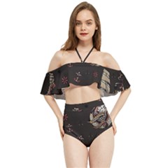 Vintage Tattoos Nautical Halter Flowy Bikini Set  by Vaneshop
