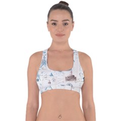 Nautical Lighthouse Vintage Postcard French Writing Cross Back Hipster Bikini Top  by Vaneshop