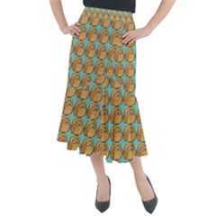 Owl Bird Pattern Midi Mermaid Skirt by Vaneshop