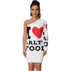 I Love Salty Food Long Sleeve One Shoulder Mini Dress by ilovewhateva