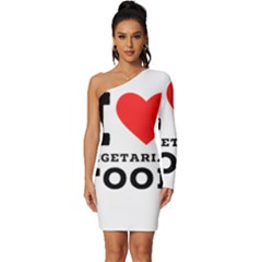 I Love Vegetarian Food Long Sleeve One Shoulder Mini Dress by ilovewhateva