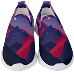 Abstract Landscape Sunrise Mountains Blue Sky Kids  Slip On Sneakers by Grandong