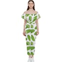 Vegetable Pattern With Composition Broccoli Off Shoulder Ruffle Top Jumpsuit View1