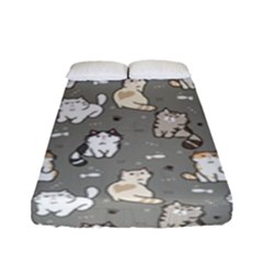 Cute Cat Pattern Cartoon Fitted Sheet (full/ Double Size) by Cowasu
