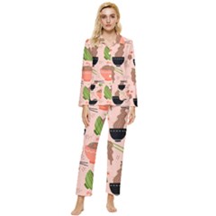 Japanese Street Food Soba Noodle In Bowl Womens  Long Sleeve Velvet Pocket Pajamas Set by Cowasu